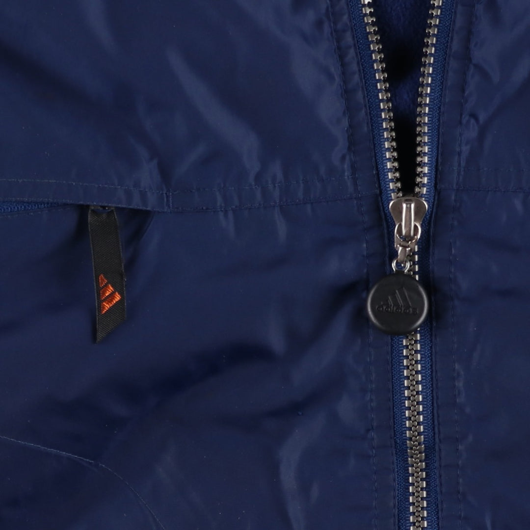 90s-00'S Adidas back logo padded hoodie puffer jacket, men's size XL (approx.) Nylon navy blue type Vintage Second Hand