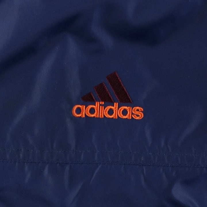 90s-00'S Adidas back logo padded hoodie puffer jacket, men's size XL (approx.) Nylon navy blue type Vintage Second Hand