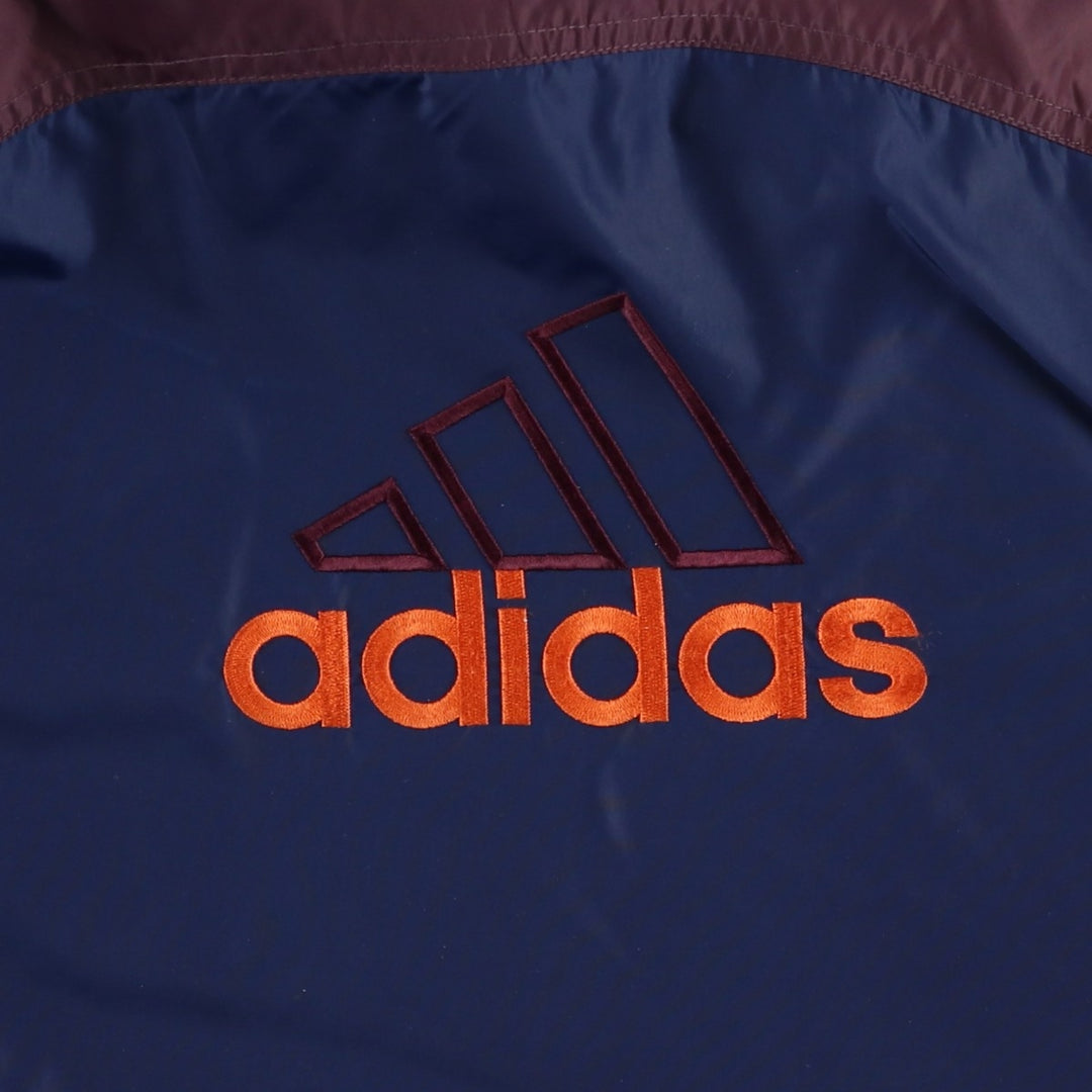 90s-00'S Adidas back logo padded hoodie puffer jacket, men's size XL (approx.) Nylon navy blue type Vintage Second Hand