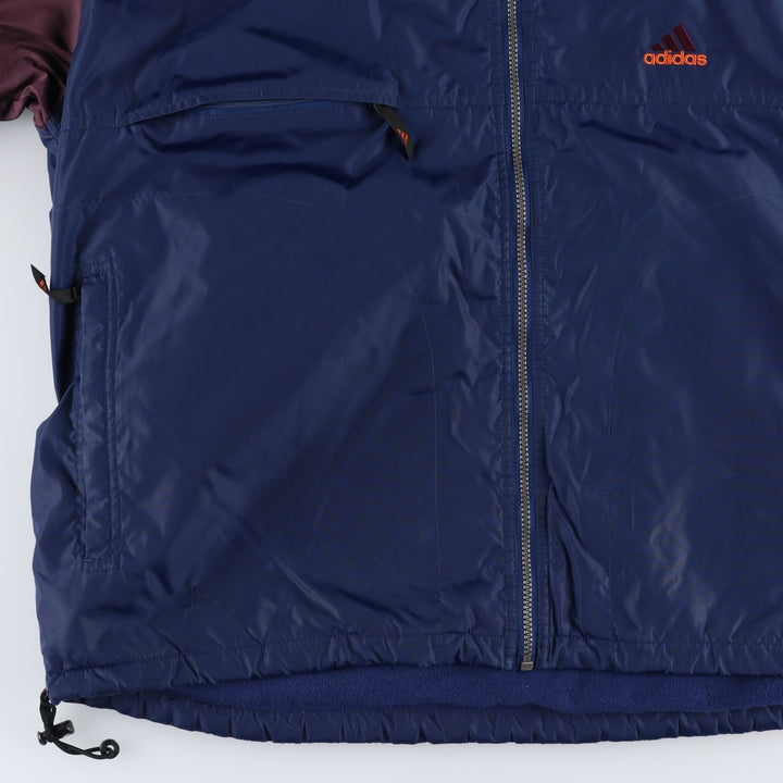 90s-00'S Adidas back logo padded hoodie puffer jacket, men's size XL (approx.) Nylon navy blue type Vintage Second Hand