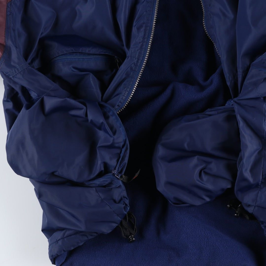90s-00'S Adidas back logo padded hoodie puffer jacket, men's size XL (approx.) Nylon navy blue type Vintage Second Hand