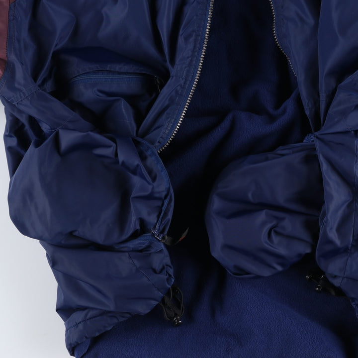 90s-00'S Adidas back logo padded hoodie puffer jacket, men's size XL (approx.) Nylon navy blue type Vintage Second Hand