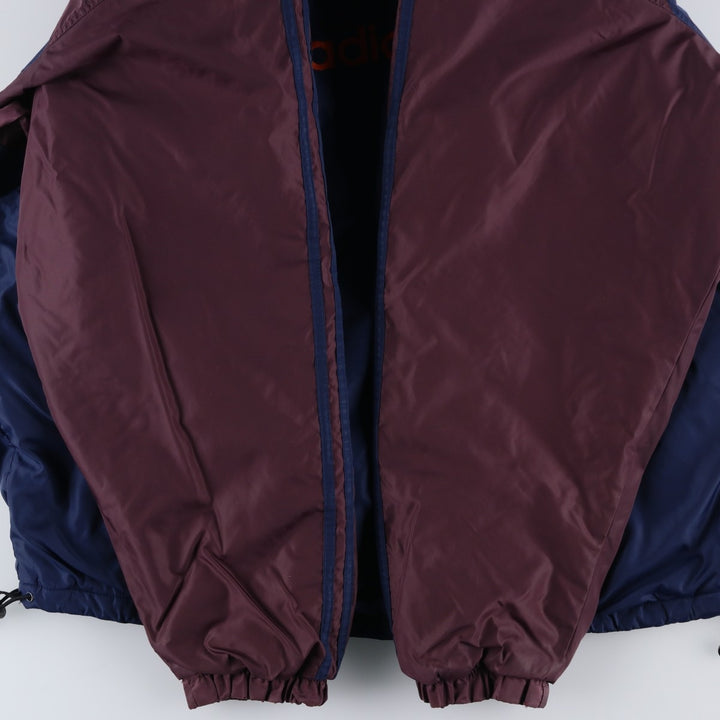 90s-00'S Adidas back logo padded hoodie puffer jacket, men's size XL (approx.) Nylon navy blue type Vintage Second Hand
