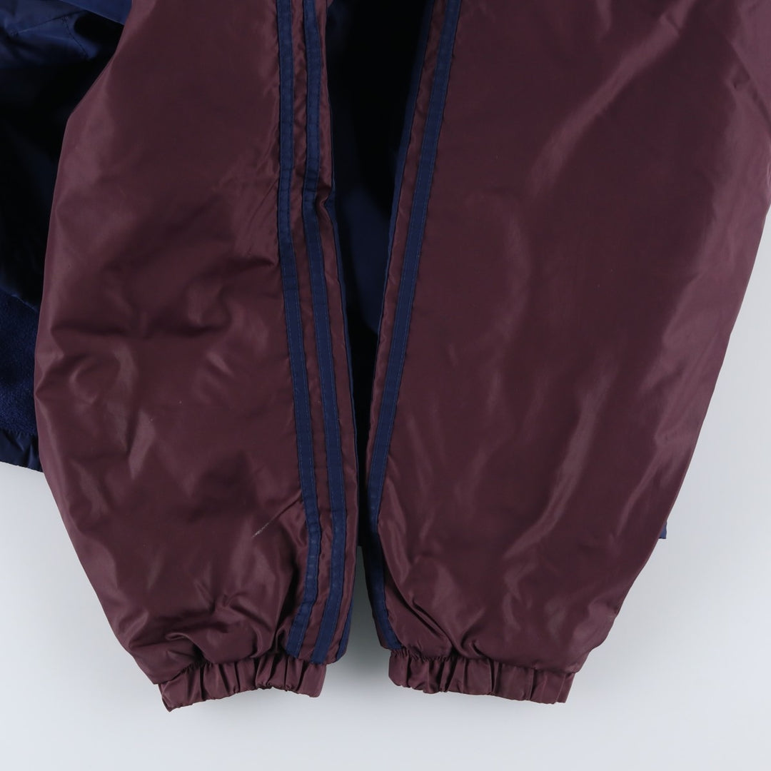90s-00'S Adidas back logo padded hoodie puffer jacket, men's size XL (approx.) Nylon navy blue type Vintage Second Hand