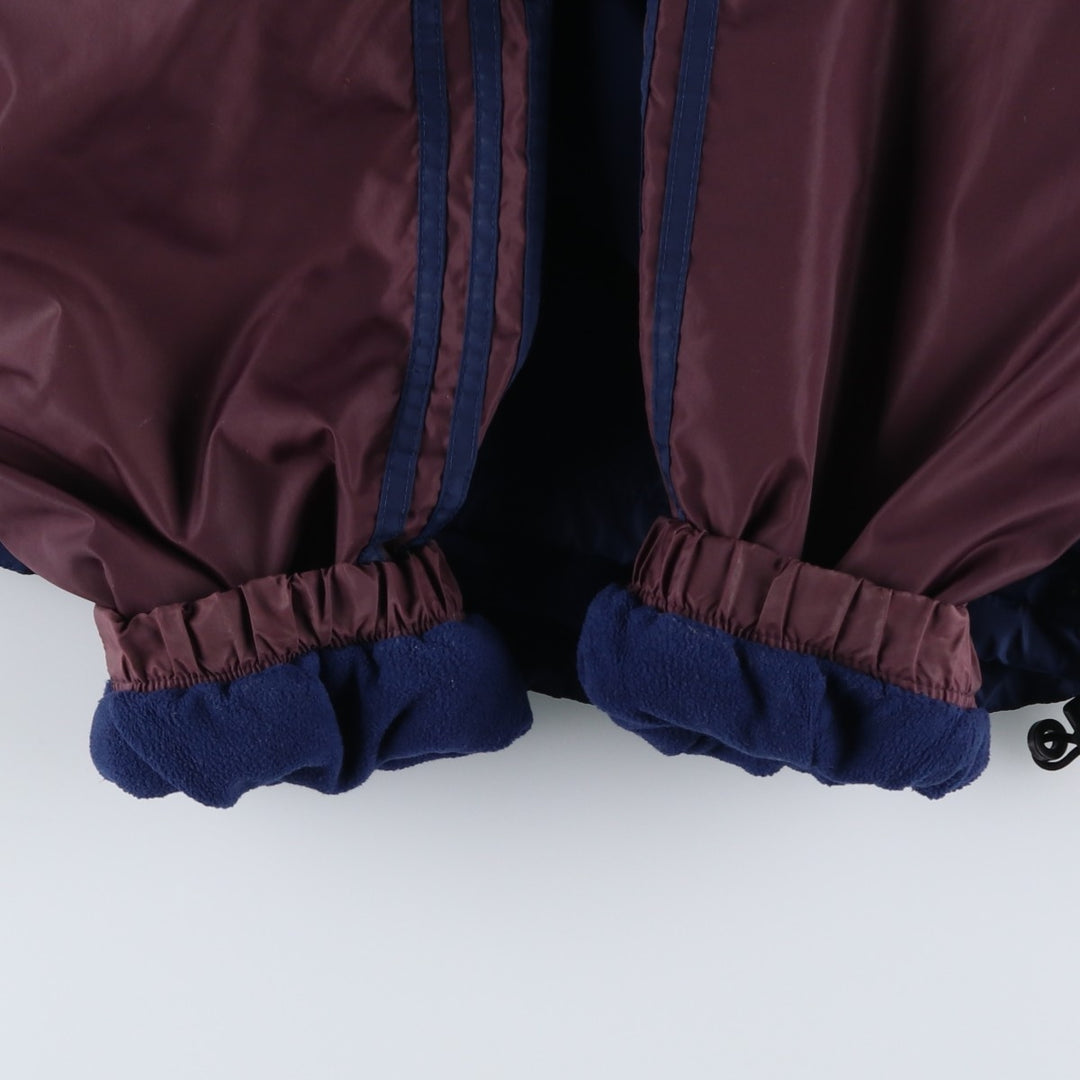 90s-00'S Adidas back logo padded hoodie puffer jacket, men's size XL (approx.) Nylon navy blue type Vintage Second Hand
