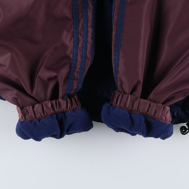 90s-00'S Adidas back logo padded hoodie puffer jacket, men's size XL (approx.) Nylon navy blue type Vintage Second Hand