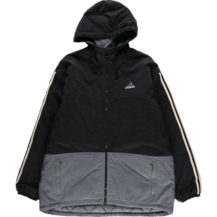 90s-00'S Adidas padded hoodie/puffer jacket, men's size L (approx.) Nylon black type Vintage Second Hand