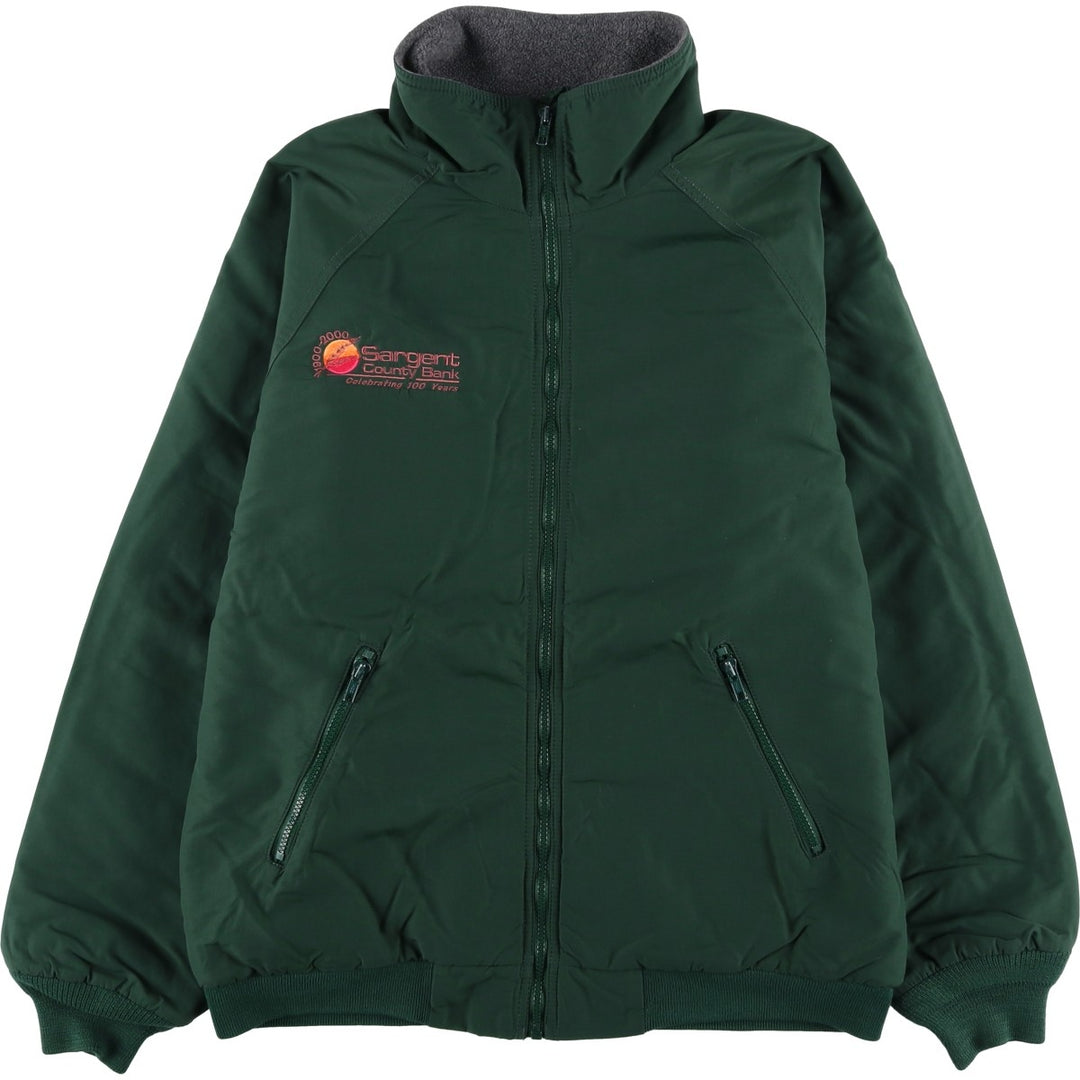 80s-90'S Lands' End padded puffer jacket, made in USA, men's size M equivalent. Nylon dark green Vintage Second Hand