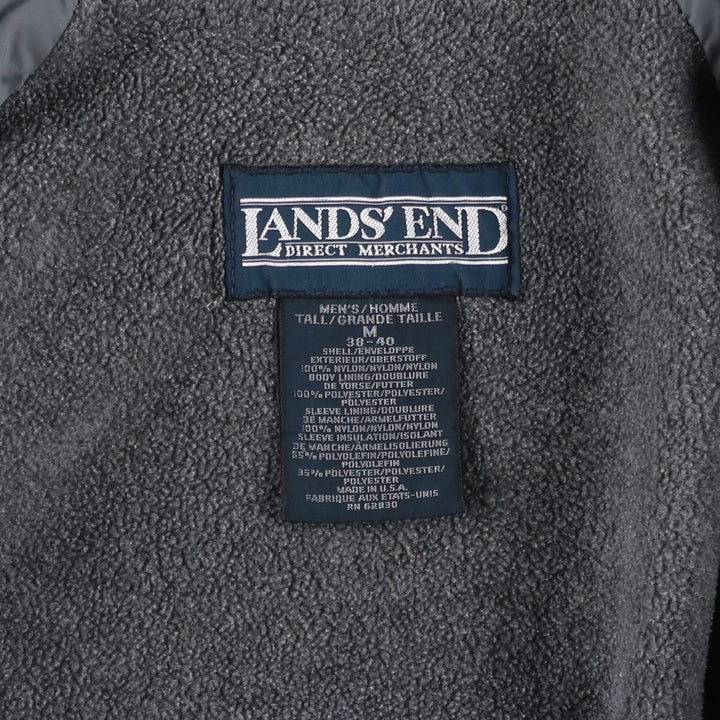 80s-90'S Lands' End padded puffer jacket, made in USA, men's size M equivalent. Nylon dark green Vintage Second Hand