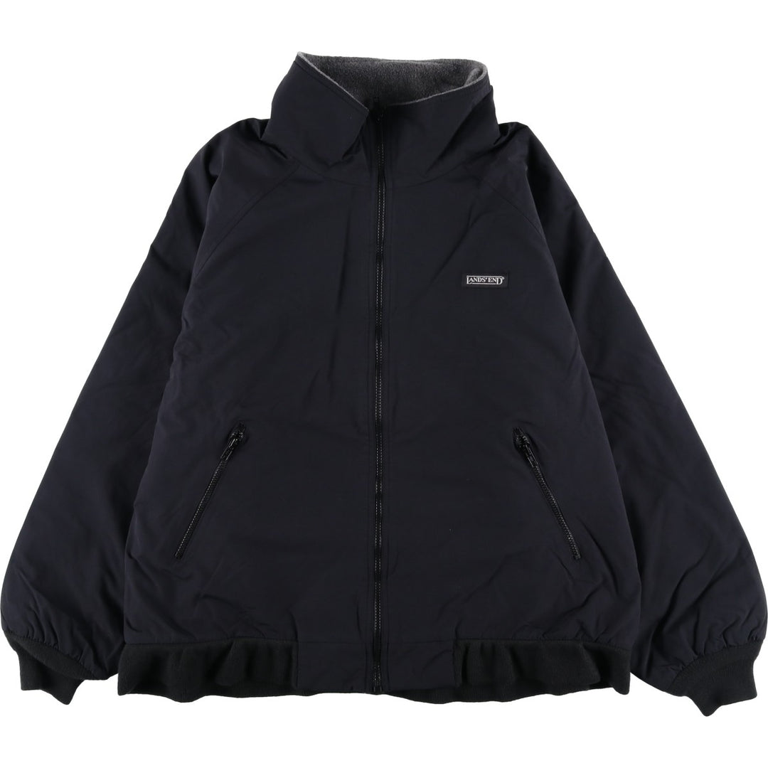 80s-90'S Lands' End nylon jacket, men's size XL (approx.) Nylon black type Vintage Second Hand