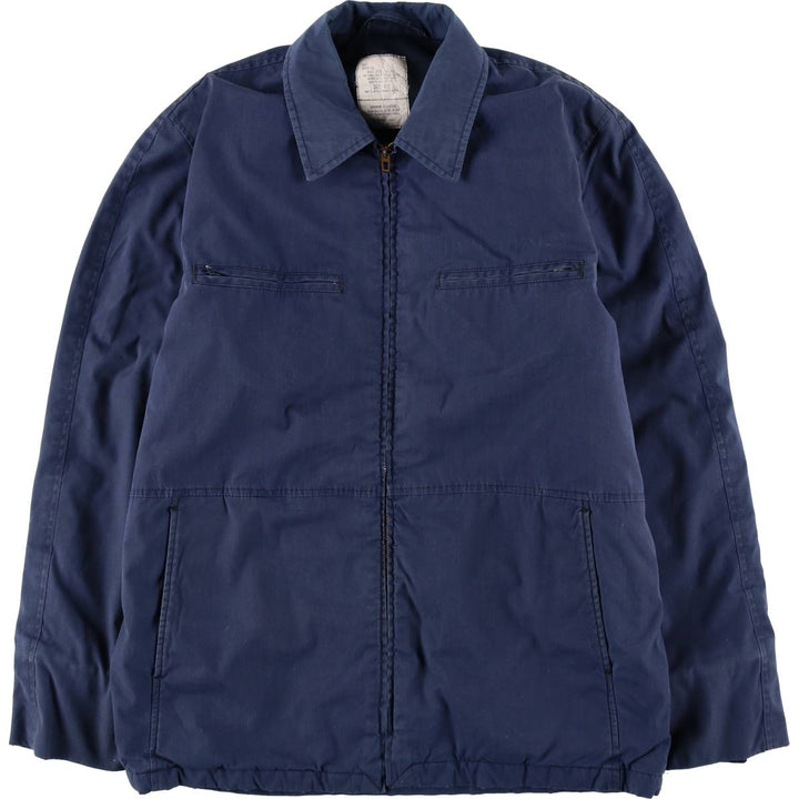 1980'S US Military Issue Utility Jacket, Made in USA, Size 40L (Men's L equivalent), Vintage polyester navy blue type Vintage Second Hand