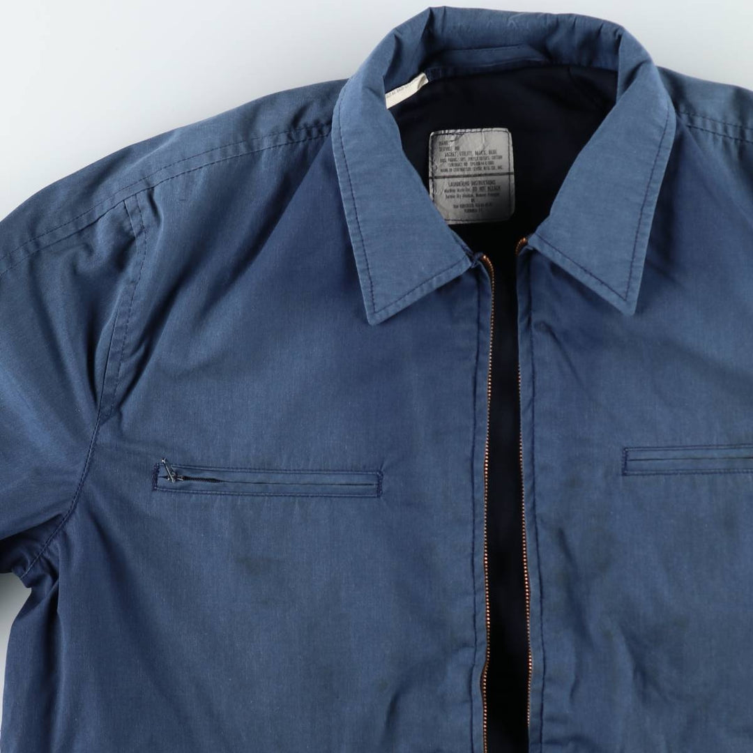 Genuine US military issue, 1990'S military utility jacket, made in USA, men's size L equivalent. polyester navy blue type Vintage Second Hand