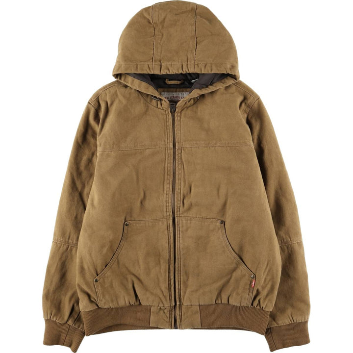Levi's padded duck canvas full-zip hoodie, men's size L (approx.) cotton brown type Vintage Second Hand