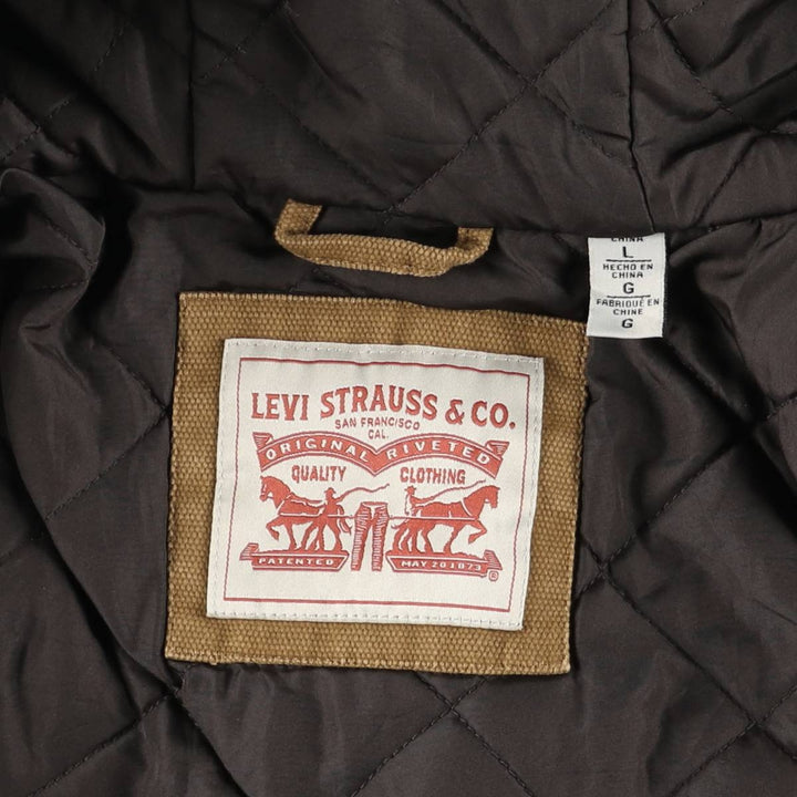 Levi's padded duck canvas full-zip hoodie, men's size L (approx.) cotton brown type Vintage Second Hand