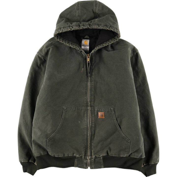 Carhartt Active Jacket, Padded Duck Full-Zip Hoodie, Men's XL cotton Khaki type Vintage Second Hand
