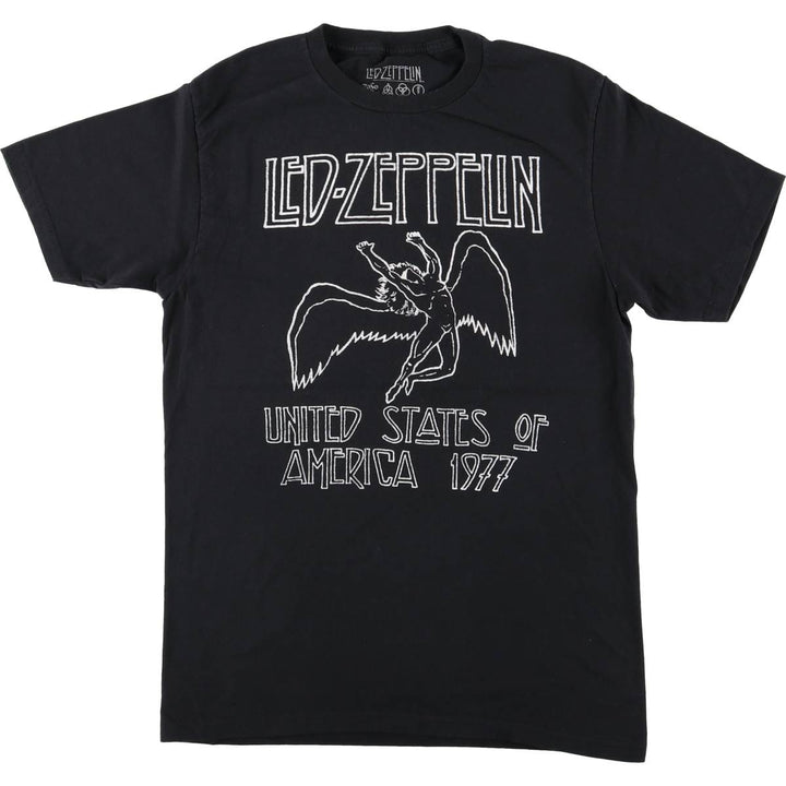 LED ZEPPELIN Led Zeppelin Band T-shirt Band T Men's S size cotton black type Vintage Second Hand
