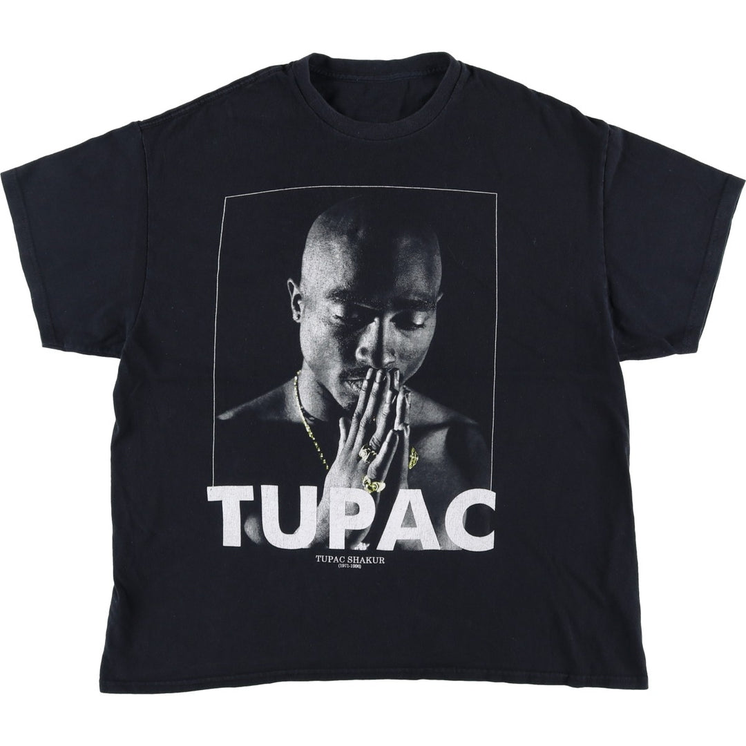 2pac Rap T-shirt, Men's L size unclear black type Vintage Second Hand