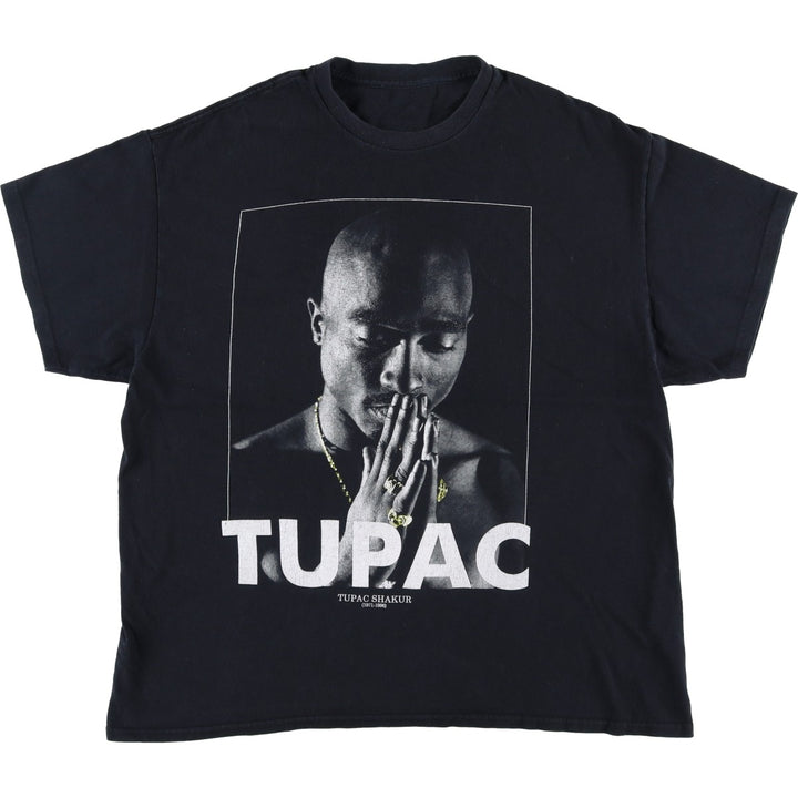 2pac Rap T-shirt, Men's L size unclear black type Vintage Second Hand