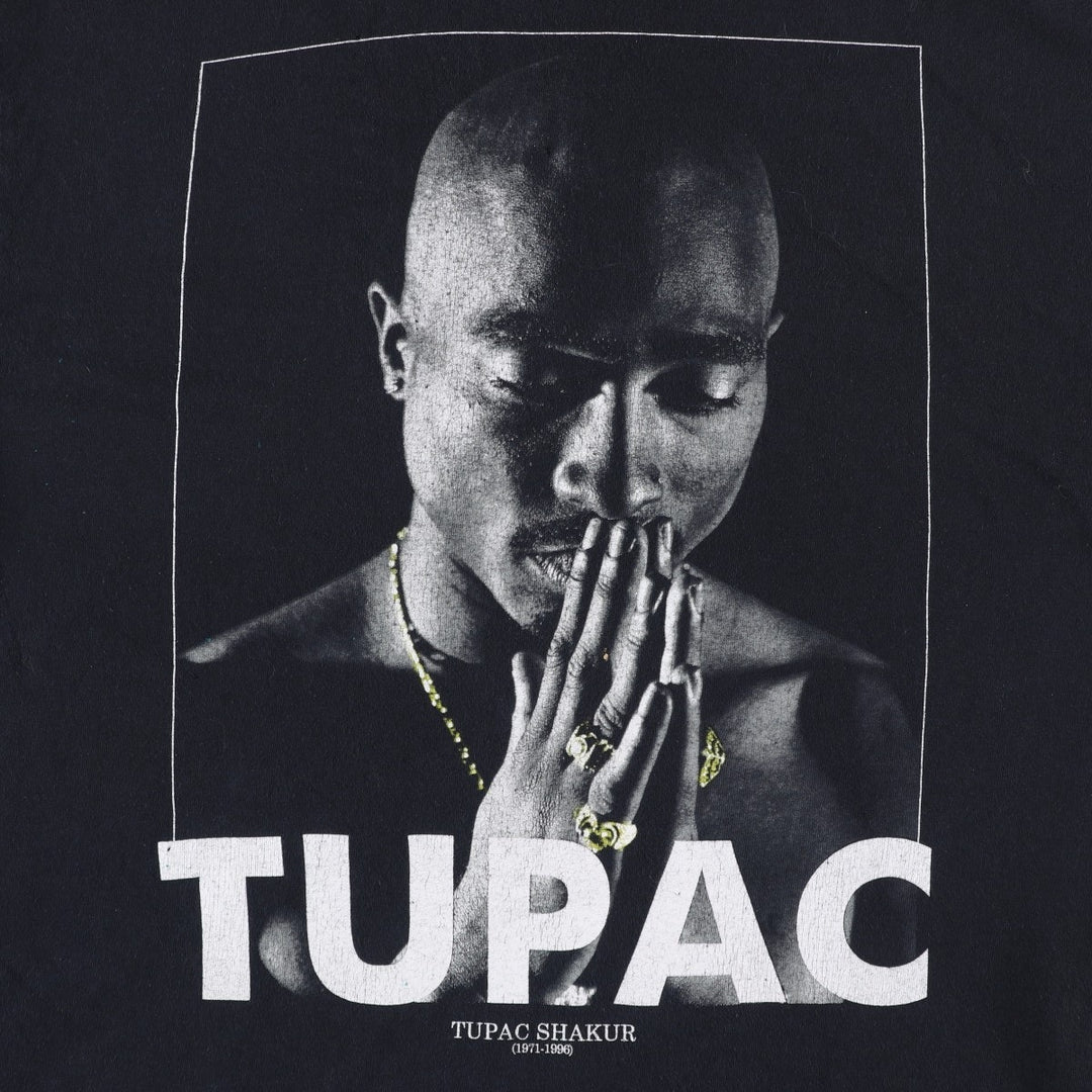 2pac Rap T-shirt, Men's L size unclear black type Vintage Second Hand