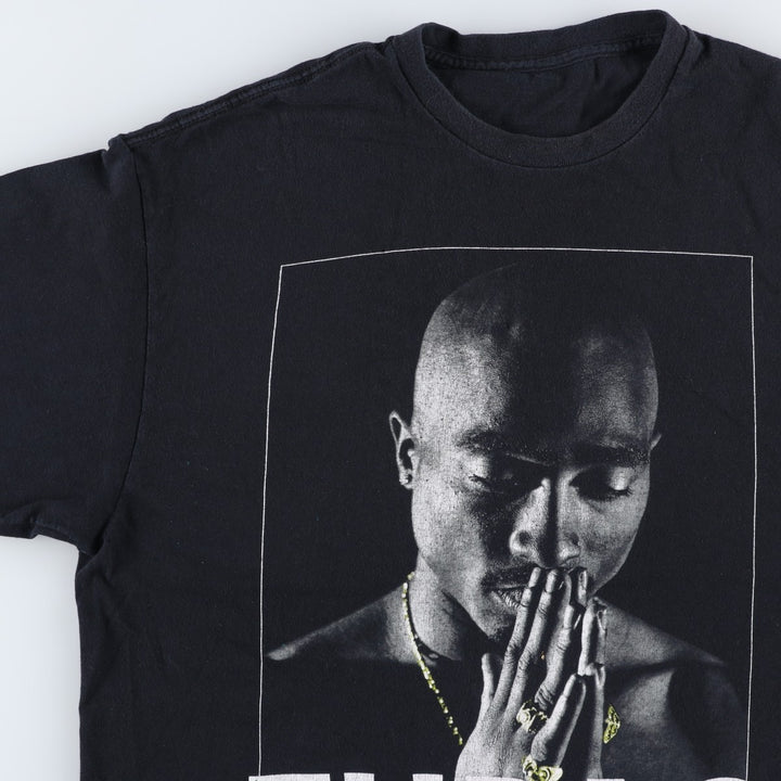 2pac Rap T-shirt, Men's L size unclear black type Vintage Second Hand