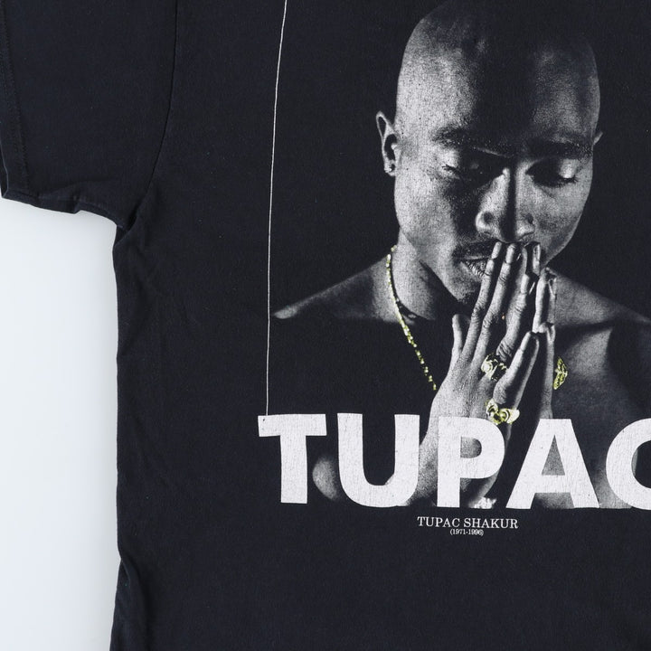 2pac Rap T-shirt, Men's L size unclear black type Vintage Second Hand