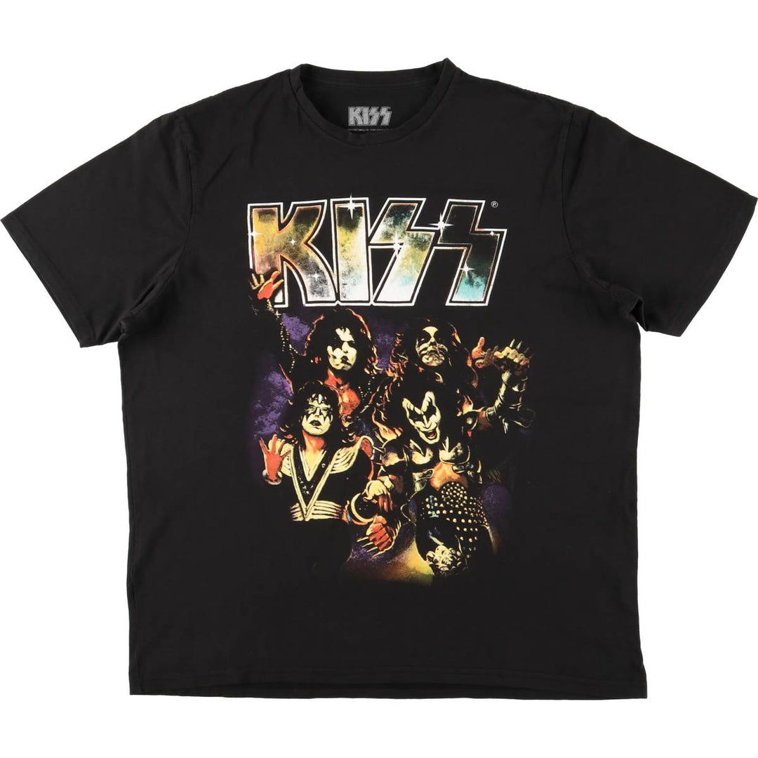 KISS Band T-shirt, Band T, Men's XL size cotton black type Vintage Second Hand
