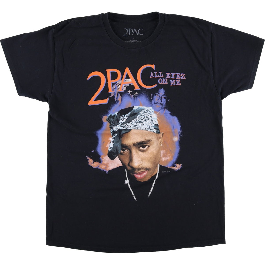 2pac Rap T-shirt, Men's L size cotton black type Vintage Second Hand