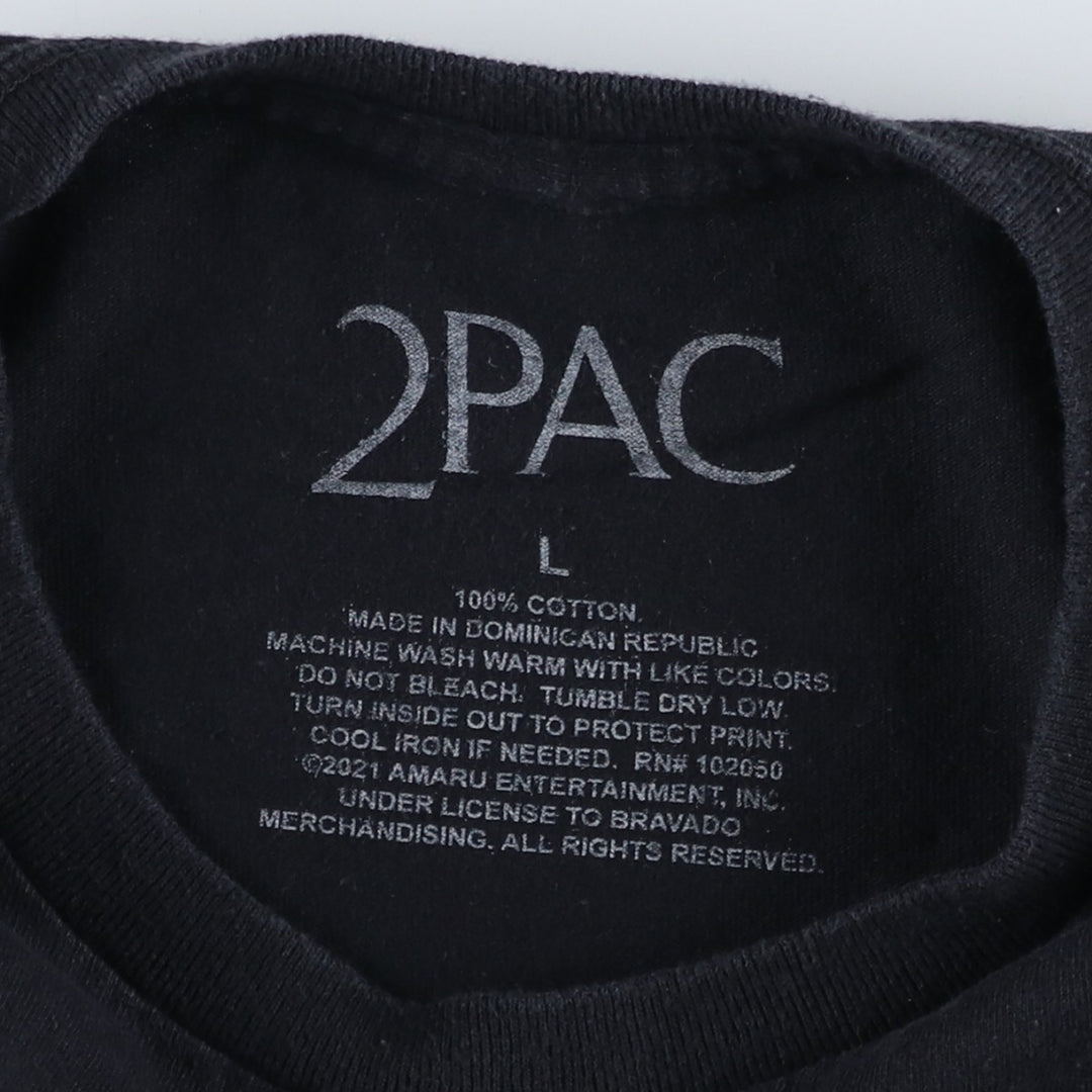 2pac Rap T-shirt, Men's L size cotton black type Vintage Second Hand