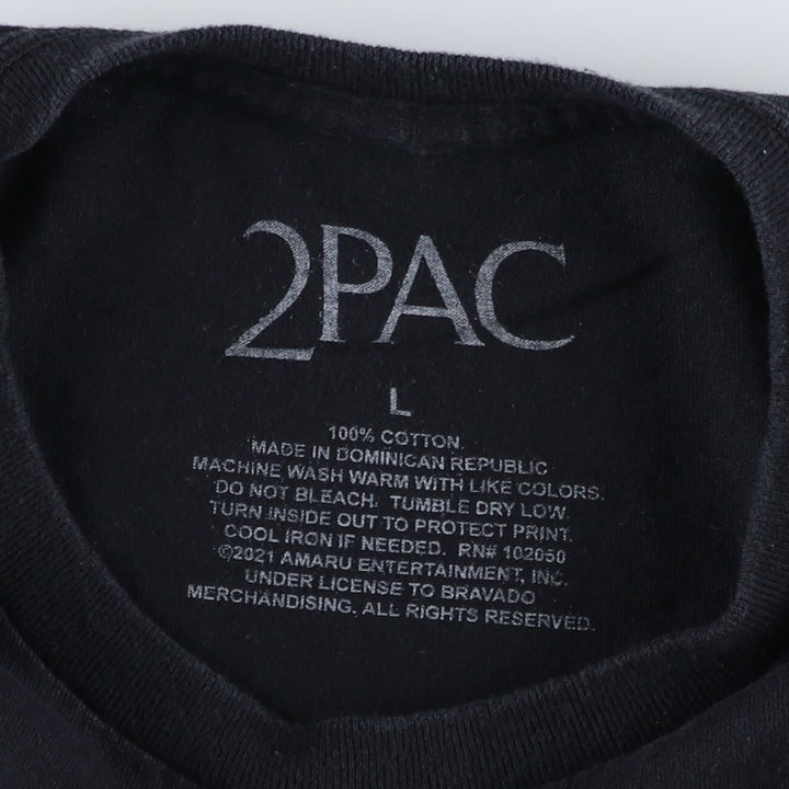 2pac Rap T-shirt, Men's L size cotton black type Vintage Second Hand