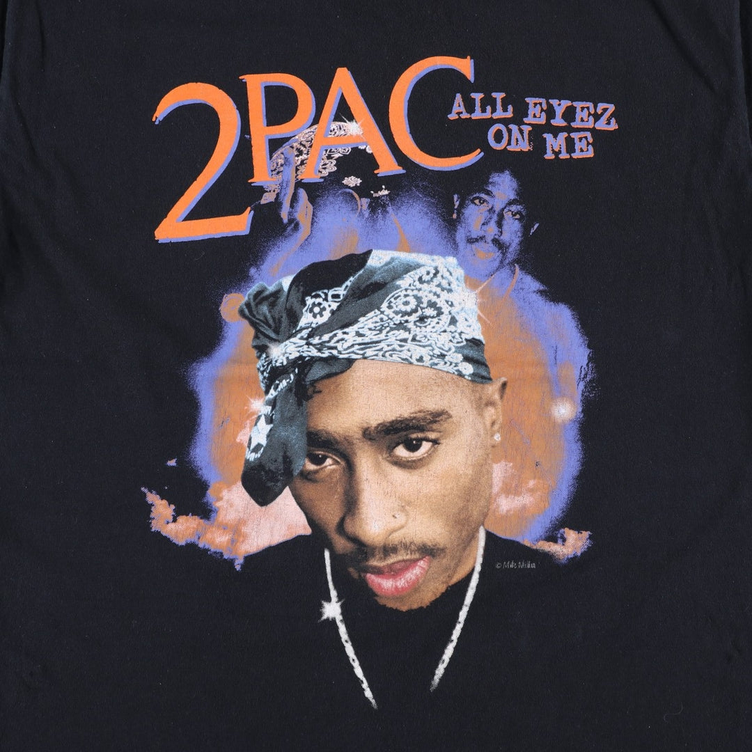 2pac Rap T-shirt, Men's L size cotton black type Vintage Second Hand