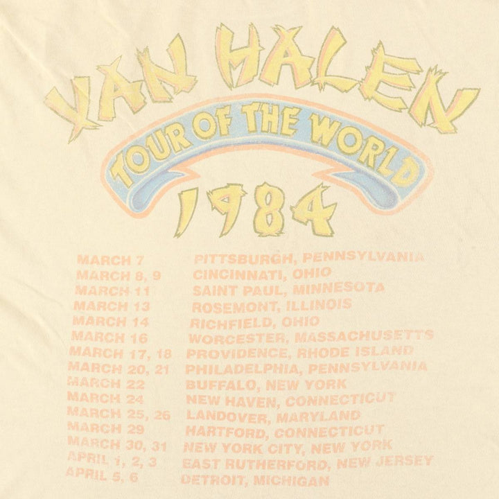 VAN HALEN band t-shirt, men's size XL. cotton yellow type Vintage Second Hand
