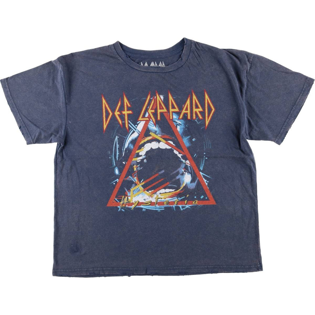DEF LEPPARD Def Leppard Band T-shirt Band T Men's L size cotton navy blue type Vintage Second Hand