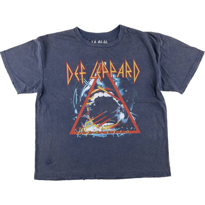 DEF LEPPARD Def Leppard Band T-shirt Band T Men's L size cotton navy blue type Vintage Second Hand
