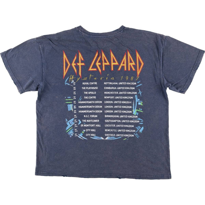 DEF LEPPARD Def Leppard Band T-shirt Band T Men's L size cotton navy blue type Vintage Second Hand