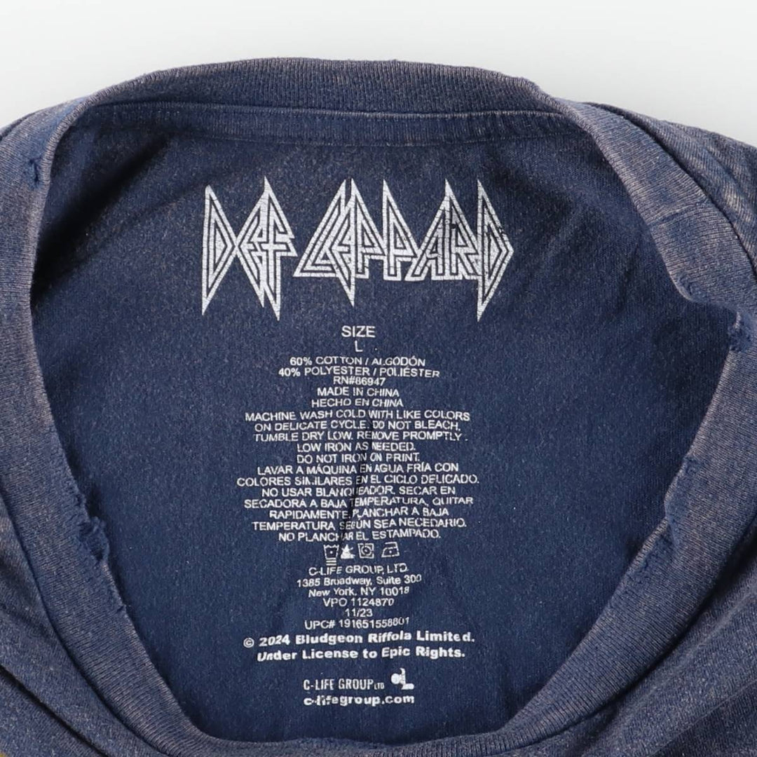 DEF LEPPARD Def Leppard Band T-shirt Band T Men's L size cotton navy blue type Vintage Second Hand