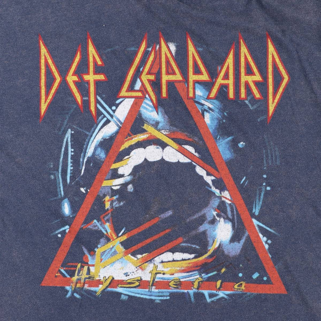 DEF LEPPARD Def Leppard Band T-shirt Band T Men's L size cotton navy blue type Vintage Second Hand