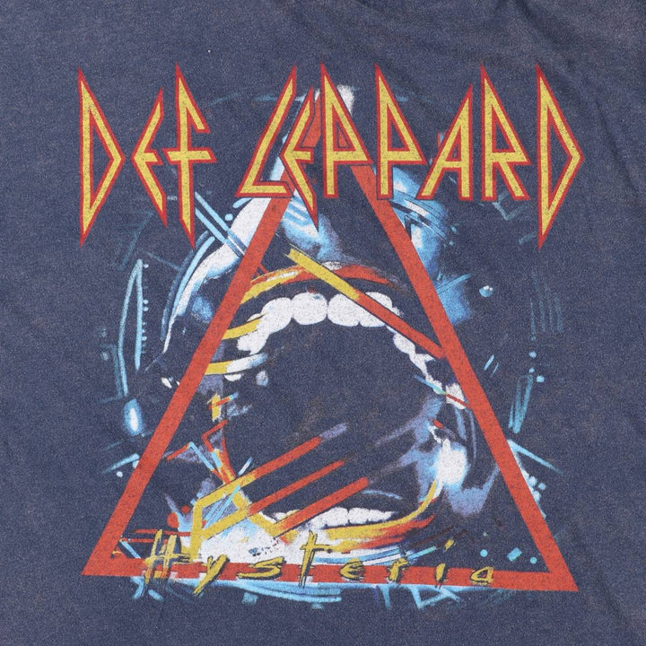 DEF LEPPARD Def Leppard Band T-shirt Band T Men's L size cotton navy blue type Vintage Second Hand