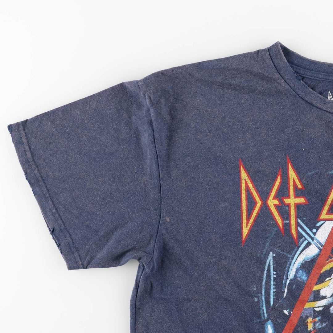 DEF LEPPARD Def Leppard Band T-shirt Band T Men's L size cotton navy blue type Vintage Second Hand
