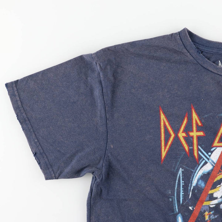 DEF LEPPARD Def Leppard Band T-shirt Band T Men's L size cotton navy blue type Vintage Second Hand
