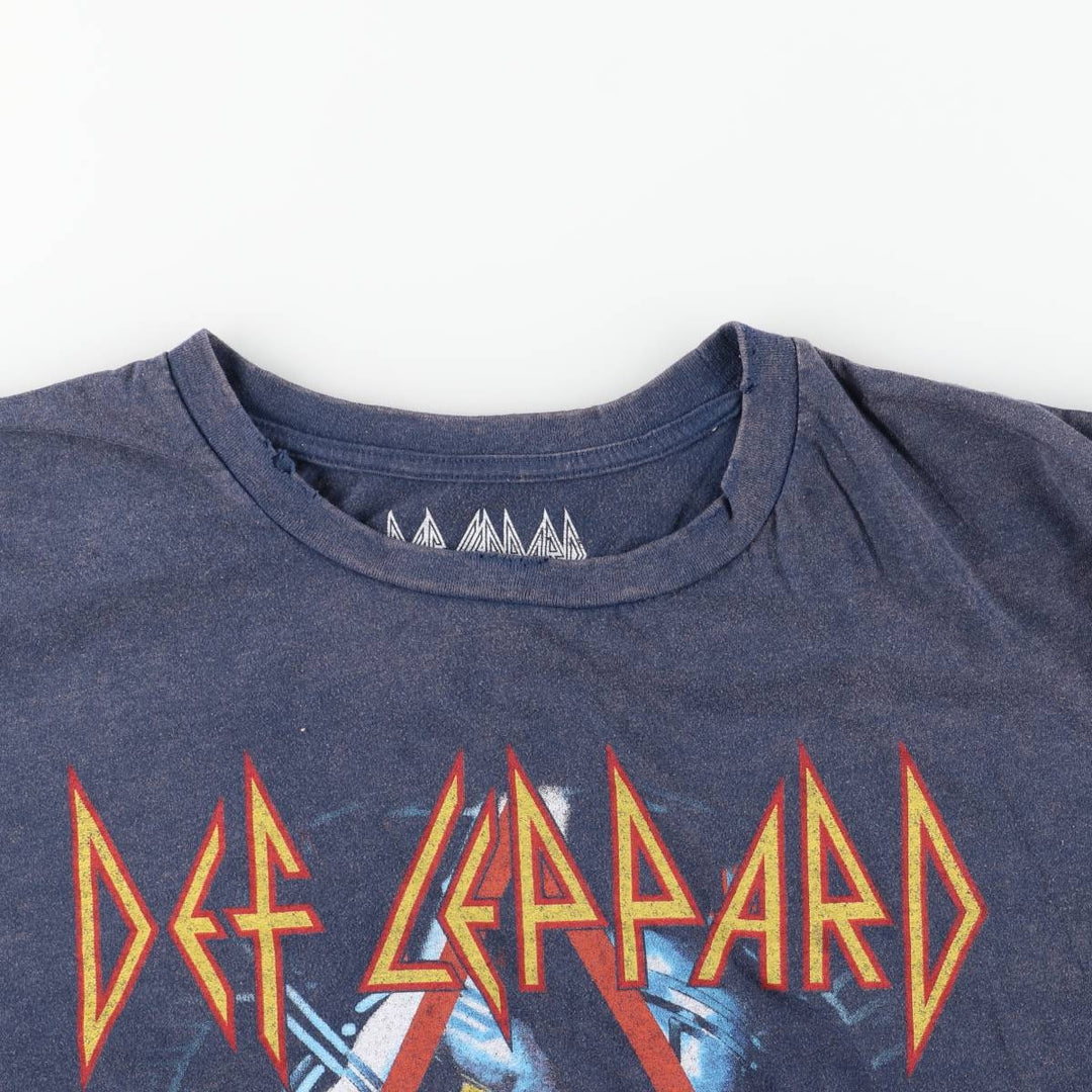 DEF LEPPARD Def Leppard Band T-shirt Band T Men's L size cotton navy blue type Vintage Second Hand