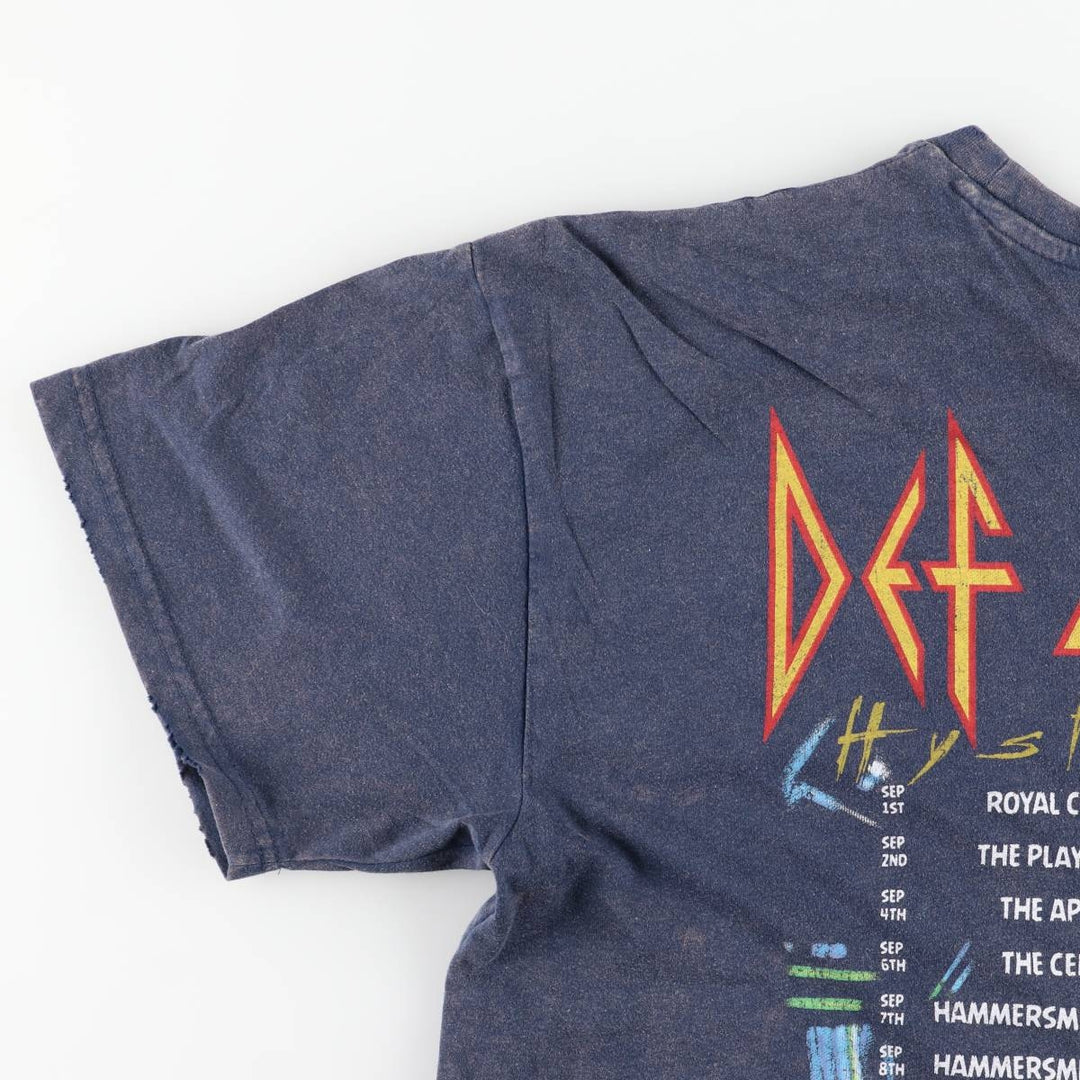 DEF LEPPARD Def Leppard Band T-shirt Band T Men's L size cotton navy blue type Vintage Second Hand