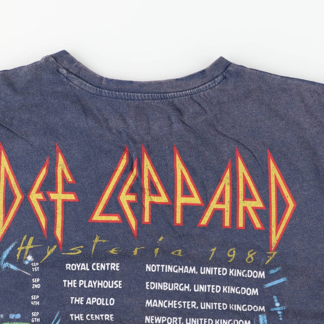 DEF LEPPARD Def Leppard Band T-shirt Band T Men's L size cotton navy blue type Vintage Second Hand
