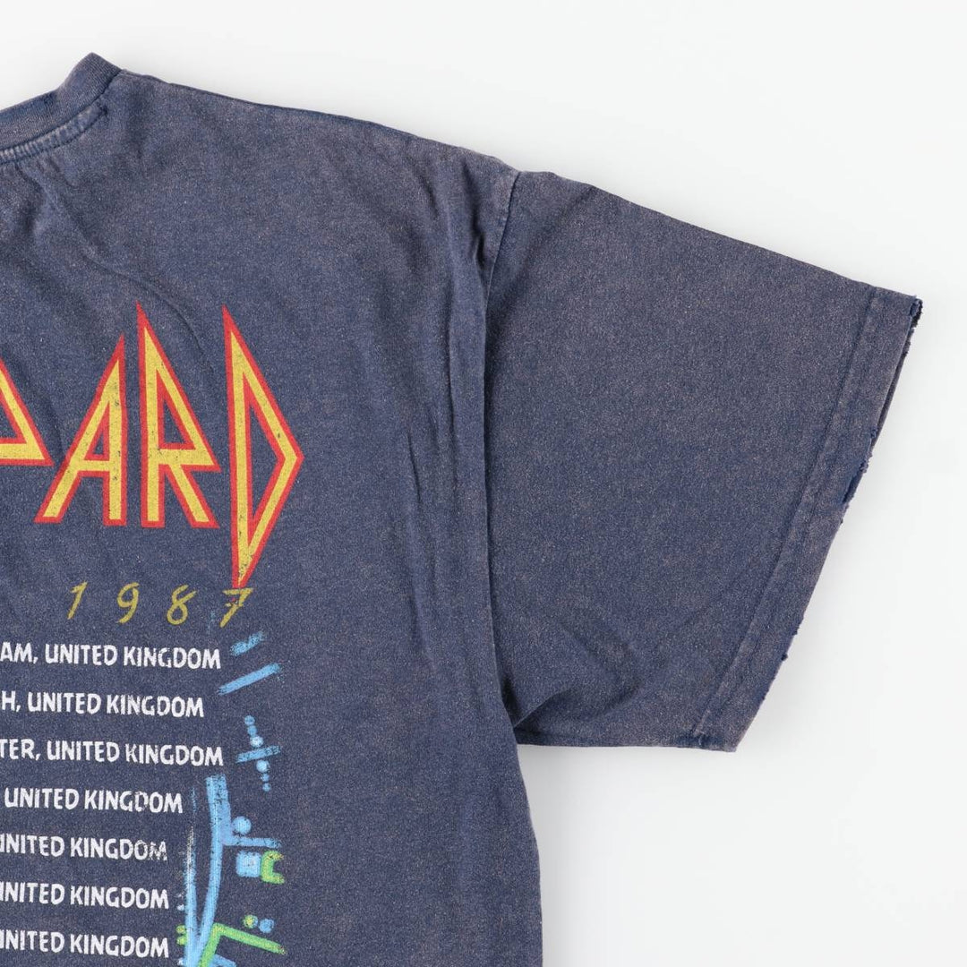 DEF LEPPARD Def Leppard Band T-shirt Band T Men's L size cotton navy blue type Vintage Second Hand