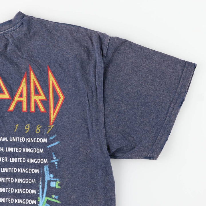 DEF LEPPARD Def Leppard Band T-shirt Band T Men's L size cotton navy blue type Vintage Second Hand