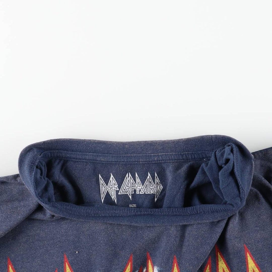 DEF LEPPARD Def Leppard Band T-shirt Band T Men's L size cotton navy blue type Vintage Second Hand