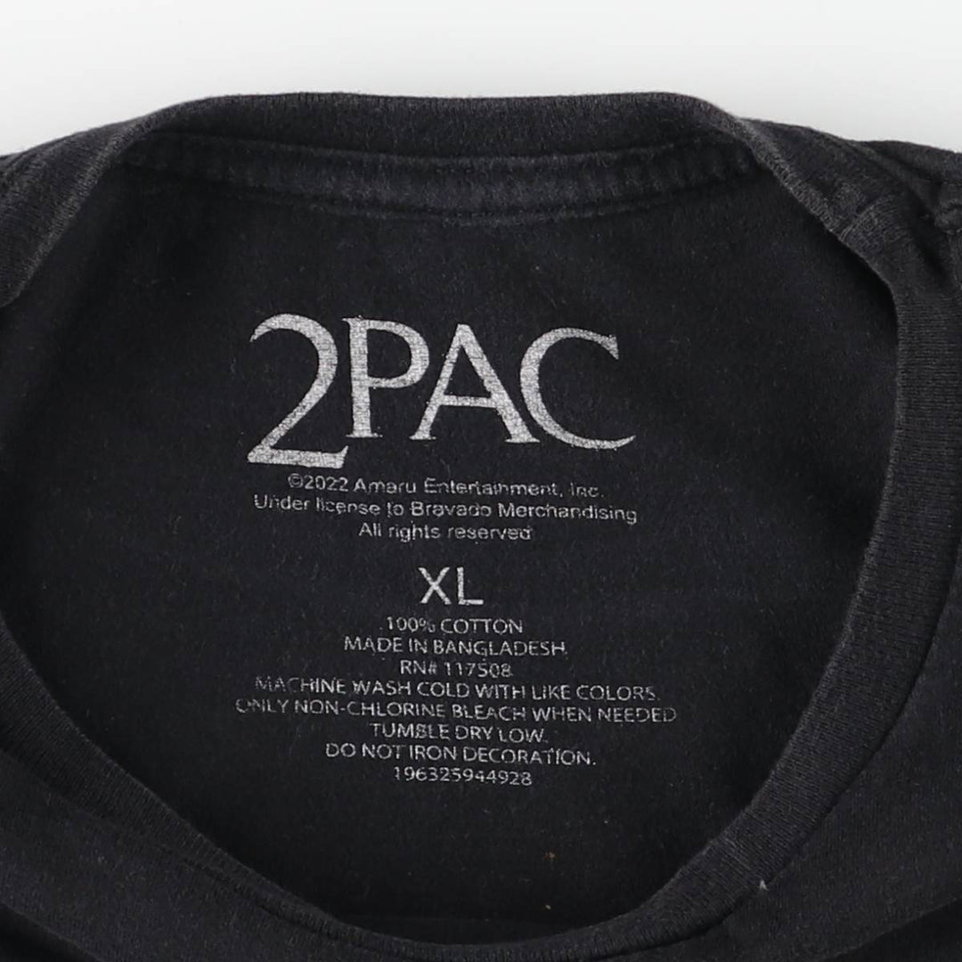 2pac Rap T-shirt, Men's XL size cotton black type Vintage Second Hand