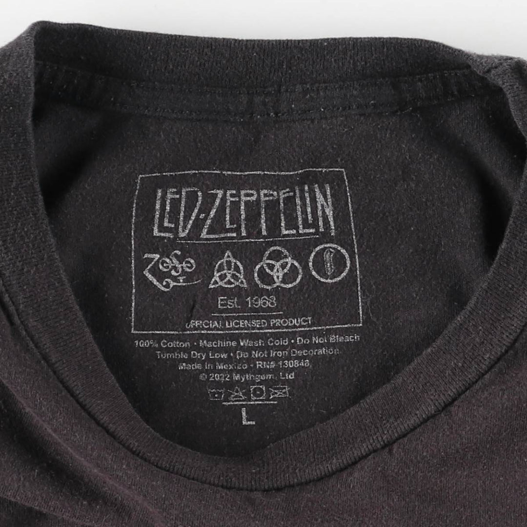 LED ZEPPELIN Led Zeppelin Band T-shirt Band T Men's L size cotton black type Vintage Second Hand