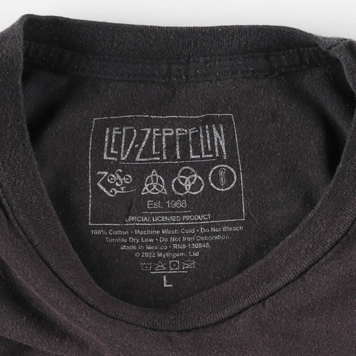LED ZEPPELIN Led Zeppelin Band T-shirt Band T Men's L size cotton black type Vintage Second Hand