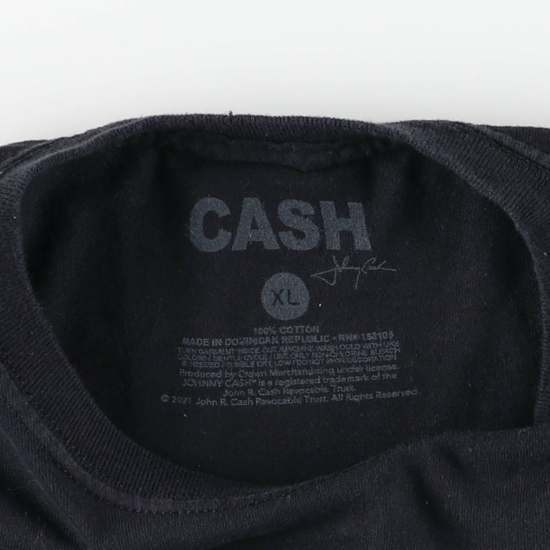 JOHNNY CASH Johnny Cash Band T-shirt Band T Men's XL size cotton black type Vintage Second Hand