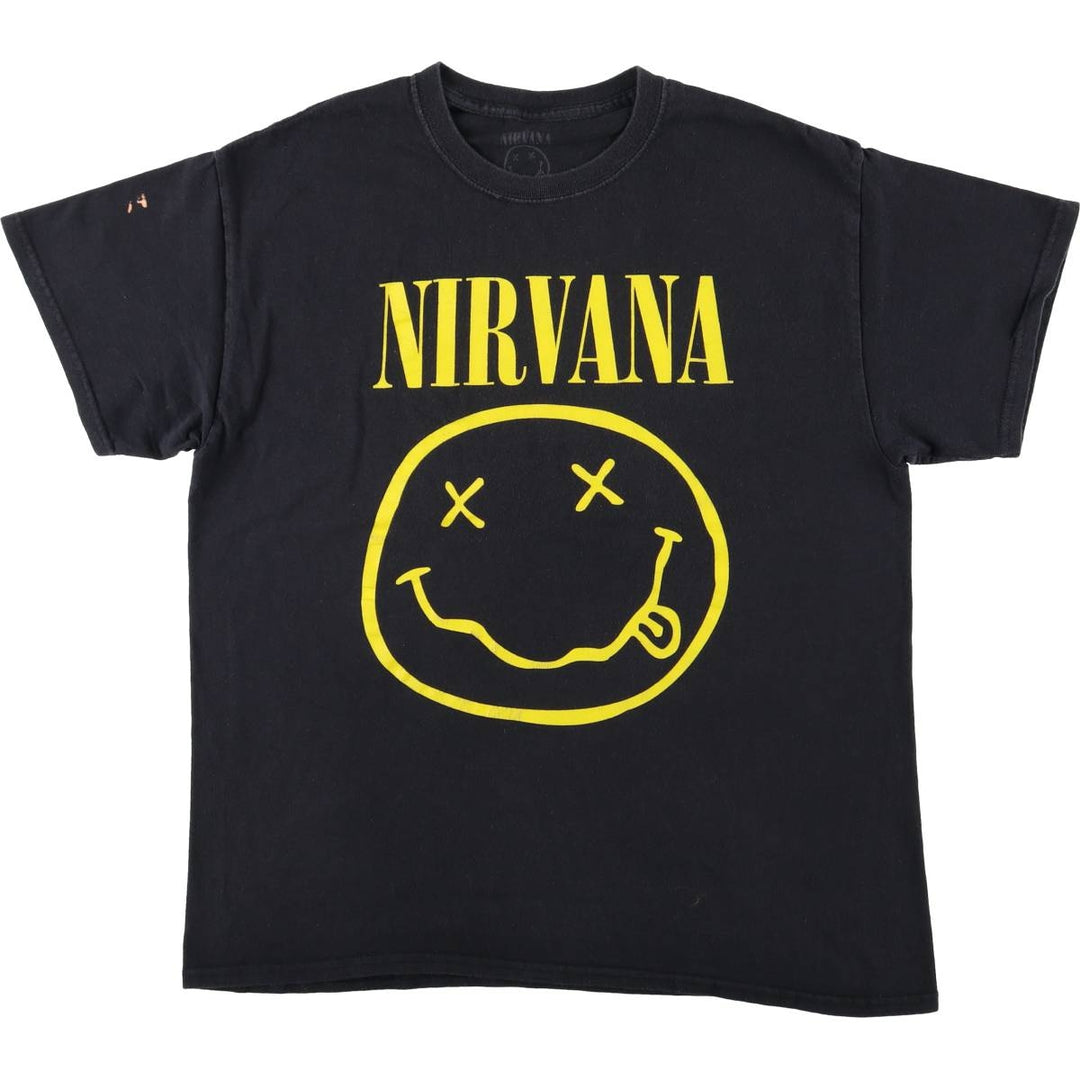 NIRVANA Nirvana Band T-shirt, Band T, Men's L size cotton black type Vintage Second Hand